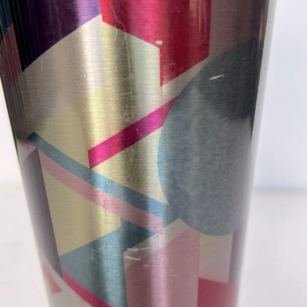 Starbucks 2014 Stainless Steel Rainbow Geo Tumbler With Original & Lid no straw